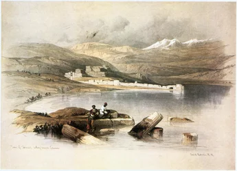 Tibériade, vue sur le mont Hermon (gravure)