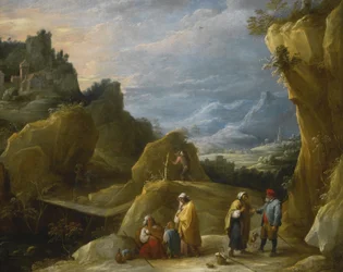 Paysage de montagne avec une diseuse de bonne aventure gitane