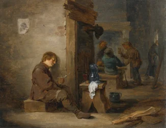 Paysans fumant et buvant