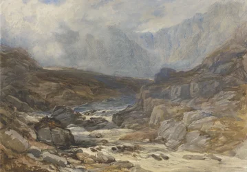 Scène de montagne galloise avec rivière torrentielle