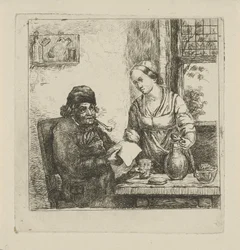Intérieur avec homme et femme