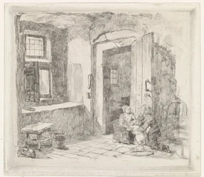 Intérieur avec porte ouverte