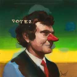 Marcel Broodthaers 19 (Votez), 2023 (huile sur lin)