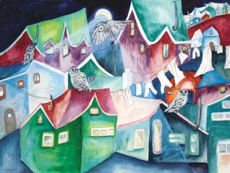 Hiboux de nuit, 2015 (aquarelle)