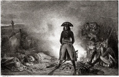 Napoléon Bonaparte campant parmi ses soldats en 1796 lors de la campagne d
