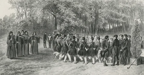Ronde valaque, exécutée par les Tsiganes et dansée par les musiciens du deuxième régiment chez le prince Ghika, Ghospodar, Valachie, 1839