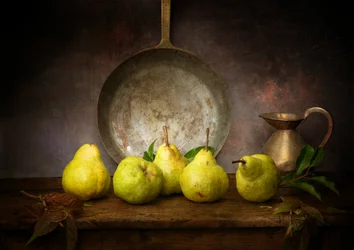 Nature morte rustique aux poires