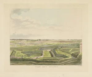 Vue du paysage au sud de Nimègue (Vers le sud, titre sur l