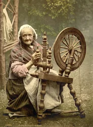 Roue de filage irlandaise, comté de Galway, 1890