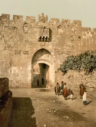 La porte de Saint-Étienne, Jérusalem, Terre Sainte, vers 1890-1900