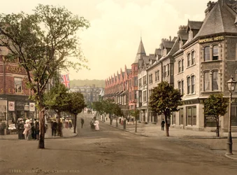 Station Road, Colwyn Bay, Pays de Galles, vers 1890-1900 (tirage photochrome)