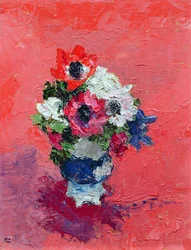 Anémones sur fond rouge, 1992