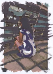 Carmen à Hong Kong 04, 2019 (peinture acrylique sur photo imprimée)