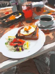 Desayuno intervenido, 2018 (peinture sur photographie)