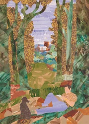 Lecture dans les bois, 2020 (collage)