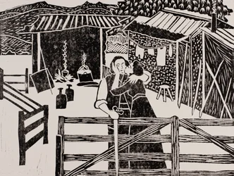 Siegfried  Sieglinde, Hutte de Hunding, Ring Cycle de Wagner, 2024 (Linogravure)