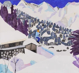 Skier à la maison (collage)