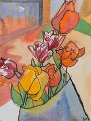 Tulipes (aquarelle et encre)