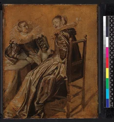 Deux dames assises à une table, 1625-1628