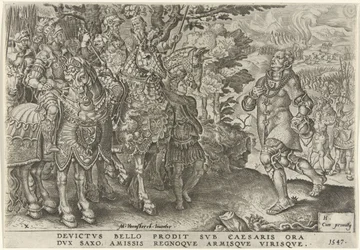 Reddition du duc de Saxe sur le champ de bataille de Mühlberg, 1547