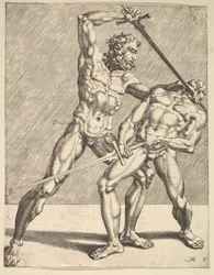 Deux escrimeurs, de Escrimeurs, planche 7, 1552