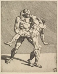 Lutteurs, de Lutteurs, planche 3, 1552