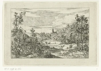 Paysage de dunes et vue sur les maisons et l