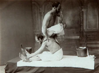 Le bain oriental. Massage, années 1880
