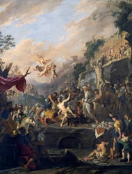 Martyr de Saint Laurent, peinture par Domenico Gargiulo dit Micco Spadaro, Italie