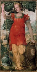 Personnage féminin, peut-être Minerve.