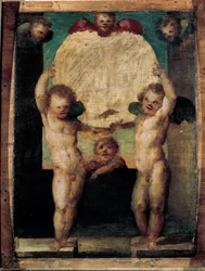 Putti reggimedaglione (Anges portant un médaillon au-dessus de leurs têtes)