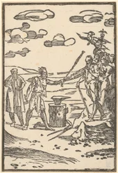 Vulcain achemine les métaux vers le lieu de leur transformation, planche 5 de la série « De la Pirotechnia »