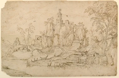 Paysage fantastique avec moulin à eau