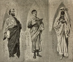 Saints Paul, Jacques le Majeur et Jean, cartons de Domenico Morelli pour la mosaïque de la cathédrale d