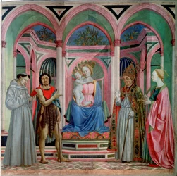 Retable de Santa Lucia dei Magnoli : Madone et Enfant avec Sainte Lucie, Saint François, Jean-Baptiste et Saint Zanobi