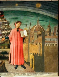 Dante Alighieri et vue de Florence, Italie