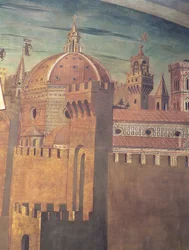 Cathédrale de Florence, de la fresque de Dante avec la Divina Commedia (détail)