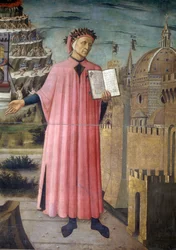 Italie, région Toscane, Florence, cathédrale, portrait de Dante Alighieri, Florence et allégorie de la Divine Comédie par Domenico di Michelino