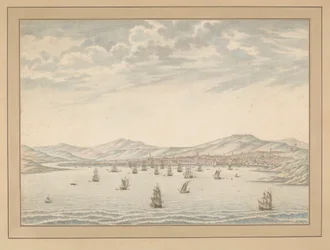 Vue de Smyrne avec des navires
