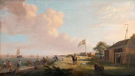 Vue du fort de Tilbury avec des pêcheurs tirant des filets, 1770