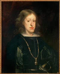 Roi Carlos II, peint en 1673 (peinture sur toile)