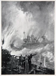 Combattre le dernier canon : la fin courageuse du H.M.S. Tiperrary à Jutland, illustration de 