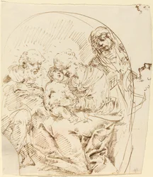 Sainte Famille avec Sainte Anne et tête de femme de profil