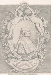 Portrait de Giovanni Girolamo Sbaraglia, dans un ovale flanqué de deux putti sur des cornucopias, 1716