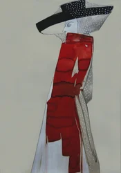 Une élégante dame en rouge