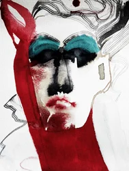 Portrait rouge expressif