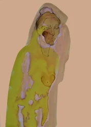 Femme à la capuche, pensive