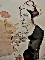 Femme pensive avec des feuilles