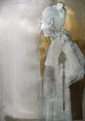 Figure abstraite sereine en or