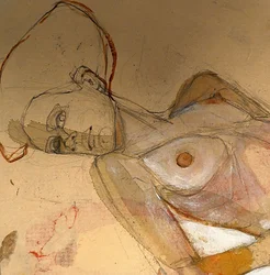 Femme pensif, allongée